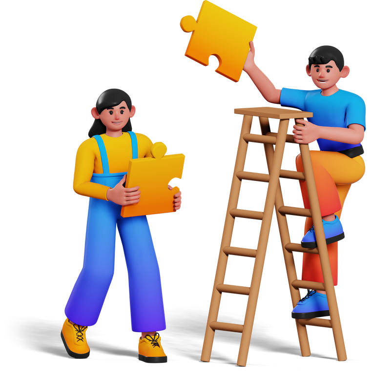 Startup Team Work Collaboration 3D Character Illustration